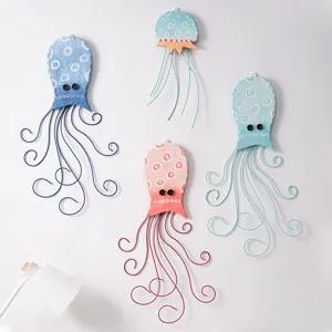 Mediterrane stijl metalen octopus kwal wandhangende decoratie set voor kinderkamer