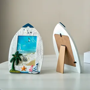 Cornice per foto in stile mediterraneo da 6 pollici con barca a vela per decorazione.