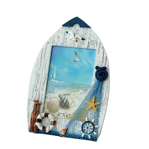 Bella cornice per foto in stile marinaro mediterraneo 4x6 da tavolo con decorazione