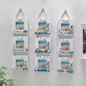 Mediterranean style retro triple wall hanging photo frame set creative home decor pendant