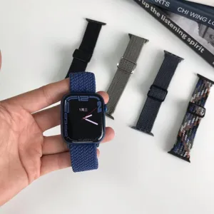 Verstellbares geflochtenes Nylon-Armband für Apple Watch, elastischer Ersatzgurt.