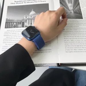 Verstellbares geflochtenes Solo Loop Armband für Apple Watch, elastisches Nylon Ersatzband.