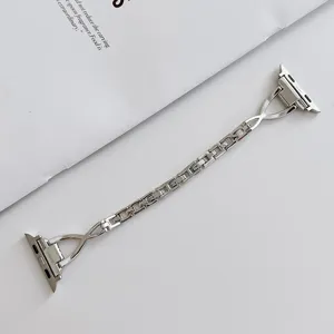 Edelstahl Metall Uhrenarmband kompatibel mit Apple Watch, schmaler Ketten Ersatzarmband Stil.