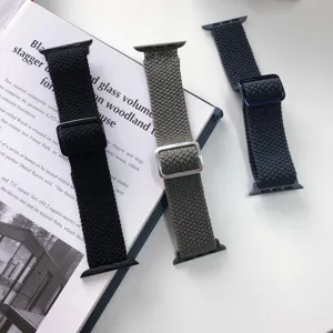 Verstellbares geflochtenes Solo-Loop-Armband kompatibel mit Apple Watch, elastischer Ersatzgurt.