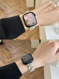 Blumen Harz Uhrenarmband Detail für Apple Watch, stilvolles Ersatzarmband Frühling