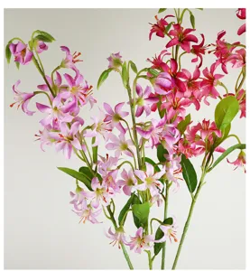 Kunstmatige miniatuur leliebloemen tak verloop roze zijden bloemen thuis tafel decor