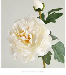 Fausse pivoine artificielle 2 fourches en soie fausse fleur pour décoration de table rétro peinture