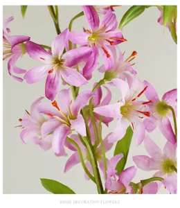 Mini kunstbloemen lelie verloop roze zijden bloementak voor de thuis tafeldecoratie
