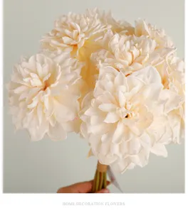 Bouquet de Fleurs de Dahlias Artificiels Décoration de Mariage Soie Fausse Fleur Maison