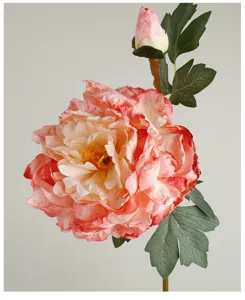 Détail de pivoine artificielle en soie, style peinture à l'huile rétro tige de fleur décorative.