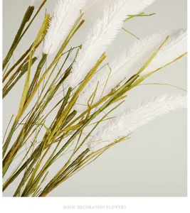 Kunstpampasgras gedetailleerd overzicht, witte pluizige nepreetbloem voor huisdecoratie.