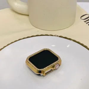 Custodia protettiva in strass oro per Apple Watch, cover bumper in cristallo brillante