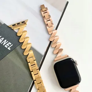Edelstahl gewelltes Metall Uhrenarmband Ersatz für Apple Watch, elegantes Accessoire.