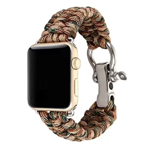 Λουράκι ρολογιού paracord για Apple Watch, πλεγμένο εξωτερικό με μεταλλικό κρίκο.