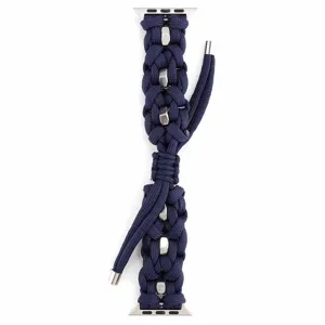 Λουράκι Apple Watch από paracord μπλε σκούρο με μεταλλικές χάντρες για outdoor στυλ.