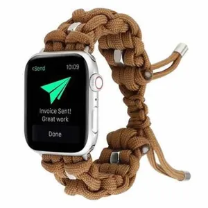 Καφέ λουράκι ρολογιού paracord συμβατό με Apple Watch εξωτερικού χώρου σπορ