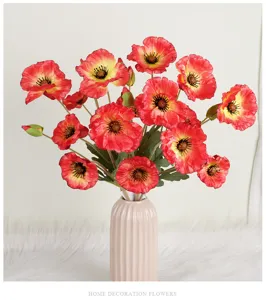 Artificial Poppy Flowers Silk Long Stem Fake Flowers for Home Living Room Decor