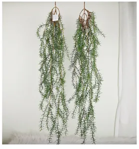 Artificial hanging fern plant wall decor green leaf vine for home indoor decoration setup 2pcs
