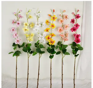 Artificial silk trumpet flowers long branch home wedding floral decor photography props