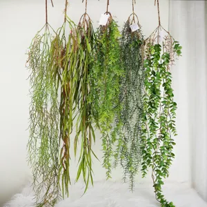 Artificial Fern Money Leaf Wall Hanging Plant Fake Greenery Vines For Home Room Wall Indoor Garden Decoration