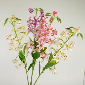 Kunstmatige mini lelie bloem tak zijde bloemen multicolour verloop tafel decoratie