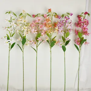 Kunstmatige mini lelie bloemen zijden planten voor tafeldecoratie meerkleurige stengels