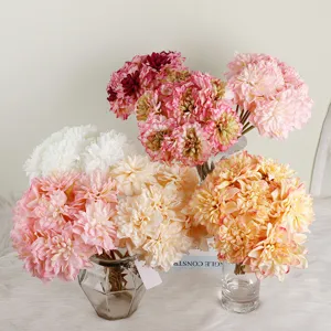 Bouquets de fleurs artificielles en dahlia en soie pour décoration de mariage maison.
