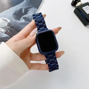 Replacement ceramic link bracelet strap and protective case for Apple Watch series.