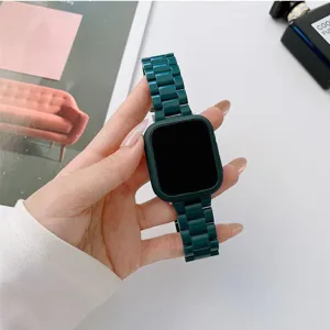Dark green ceramic style watch band and case protector set for smart watch accessories.