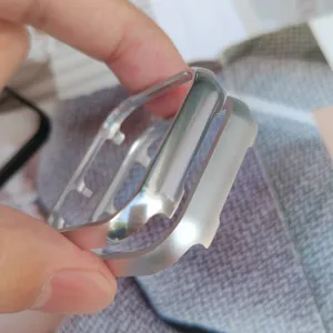 Aluminum metal bumper case detail showing fine matte texture and precise cutouts for watch.