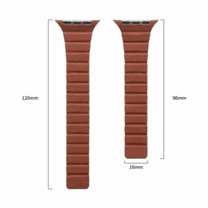 Compatible with Apple Watch leather magnetic link band replacement strap brown 120/98mm 16mm