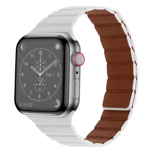 Magnetic leather loop watch band compatible with Apple Watch Ultra series, premium dual-color design.