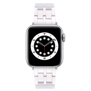 White resin strap compatible with Apple Watch, stylish and durable replacement wristband.