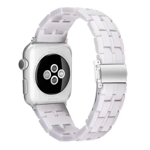 White resin watch strap compatible with Apple Watch 38mm elegant replacement band.