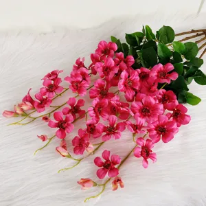 Artificial trumpet vine flowers pink silk floral branch for home wedding decor main image