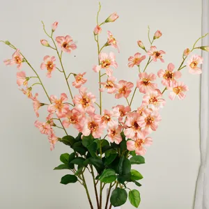 Artificial peach blossom silk flowers long branch wedding home decor photography props