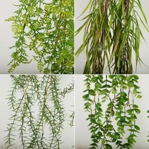 Artificial hanging plants fake ferns vine wall decor greenery set for home room interior