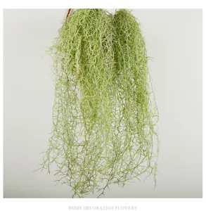 Artificial hanging air plant vine for wall decor, realistic green foliage for home decoration.