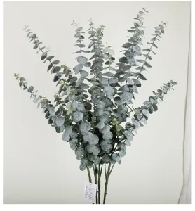 Artificial eucalyptus leaves 5 forks green plant branches fake foliage home decor floral arrangement