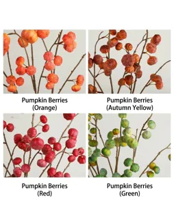 Artificial pumpkin fruit decorative branches 19 heads foam berry for home table decor