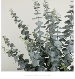 Artificial eucalyptus leaves 5 forks green plant fake foliage for home decor flower arrangement.
