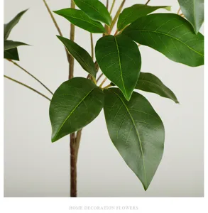 Detail van kunstmatig geldboom blad tak, realistisch groen bladerdak voor interieur.