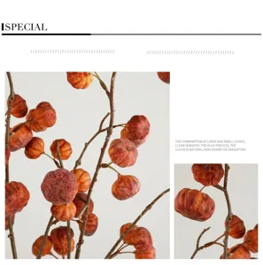 Artificial pumpkin fruit branch home decoration, realistic design, bright orange autumn decor.