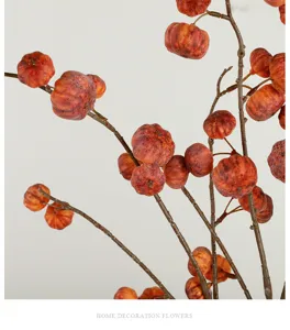 Artificial pumpkin branch home decoration flower, realistic foam fruit for table decor.