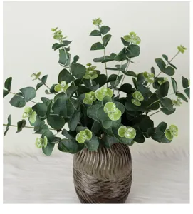 Artificial eucalyptus leaves bunch fake plant green money leaf for home decor and vase 1pc