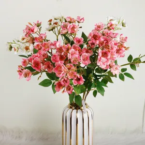 Branches de Fleurs de Rose en Soie Artificielle Fausses Fleurs à 4 Fourches Style Pastoral Décoration de Mariage Maison