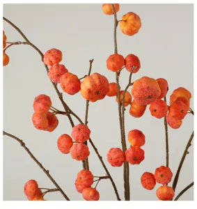 Artificial small pumpkin fruit branches for home decoration, vibrant autumn floral decor.