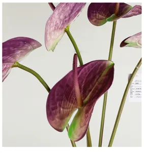 Artificial Anthurium PU single branch fake flower for home wedding decor & props