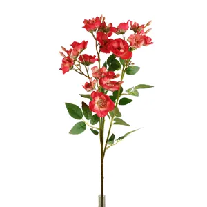 Fausse Branche de Fleur de Rose Rouge Fleurs Artificielles Decoration Maison Fete Main
