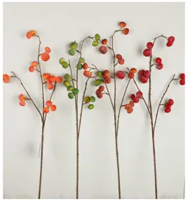 Artificial pumpkin berry branches fake fruit stems for home decoration table floral display